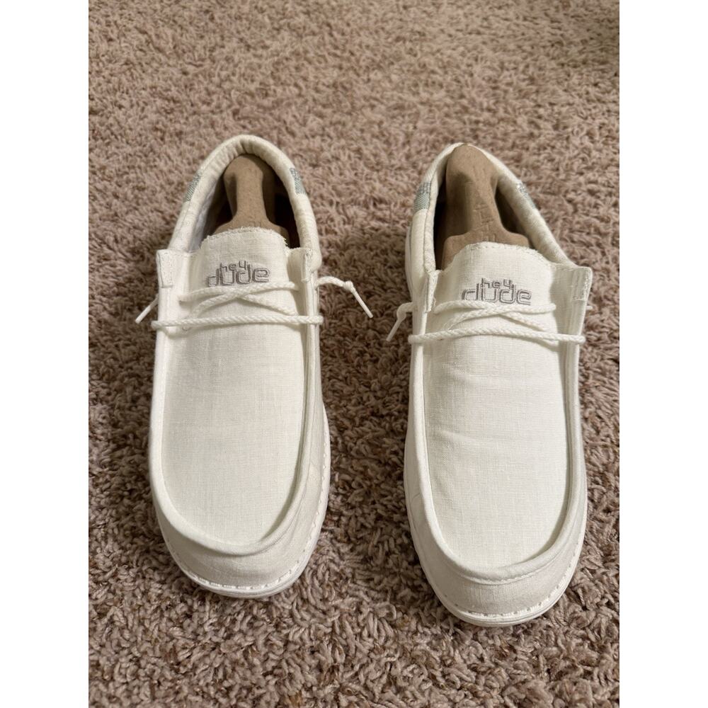 MEN'S HEYDUDE WALLY SUMMER LINEN CASUAL SHOES off white